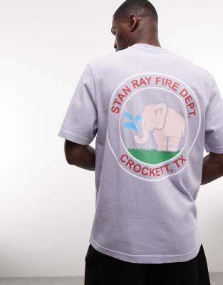 Stan Ray elephant graphic back and chest print short sleeve t-shirt in purple purple