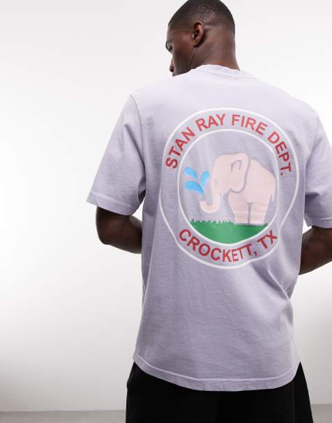 Stan Ray – Fioletowy T-shirt z krótkimi rękawami i grafiką słonia na plecach - view 1