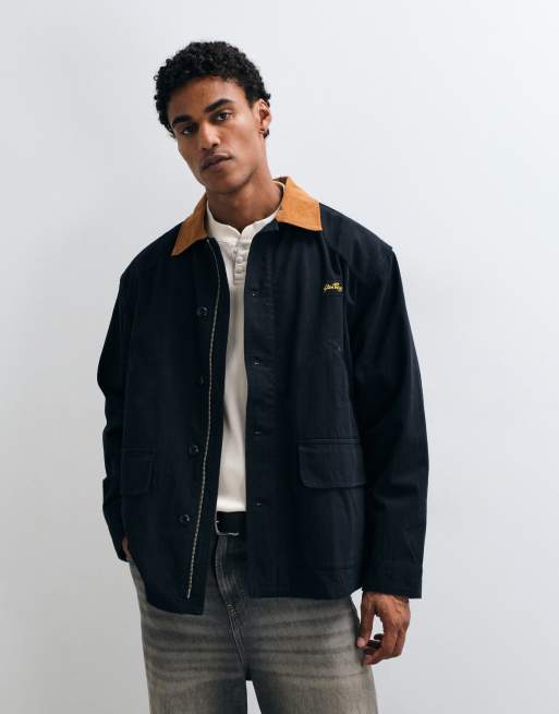 Stan Ray hunters chore jacket with contrast collar in black, 2 of 5