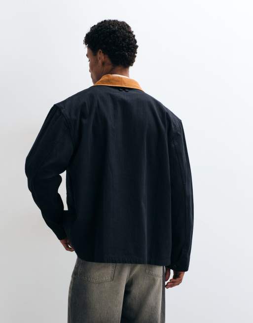 Stan Ray hunters chore jacket with contrast collar in black, 5 of 5