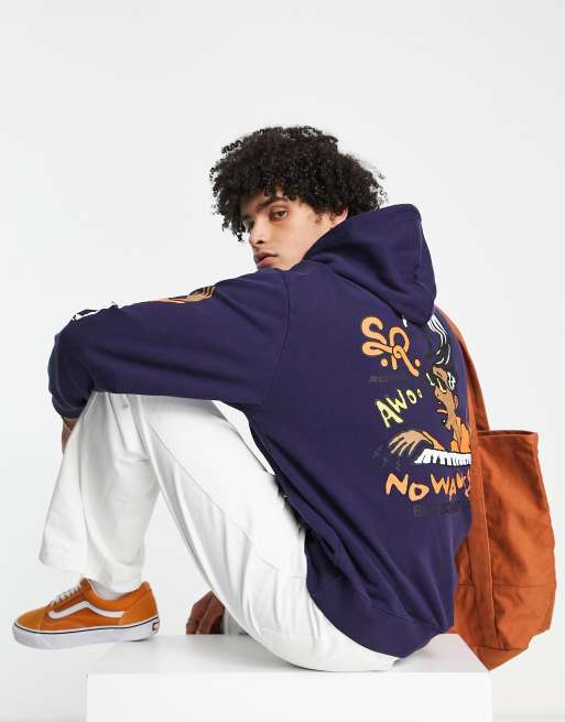 Stan Ray – Kapuzenpullover in Marineblau mit „Sound of Waves“-Print