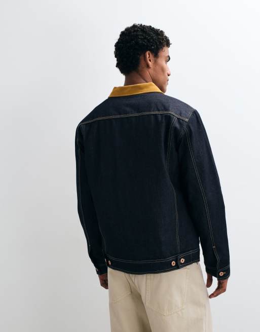Stan Ray lined contrast collar denim trucker jacket in blue rinse, 5 of 5