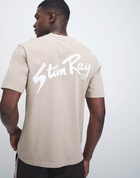 Stan Ray logo short sleeve t-shirt with back print in beige - view 1
