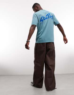 Stan Ray logo short sleeve t-shirt with back print in blue mid blue 11790₽