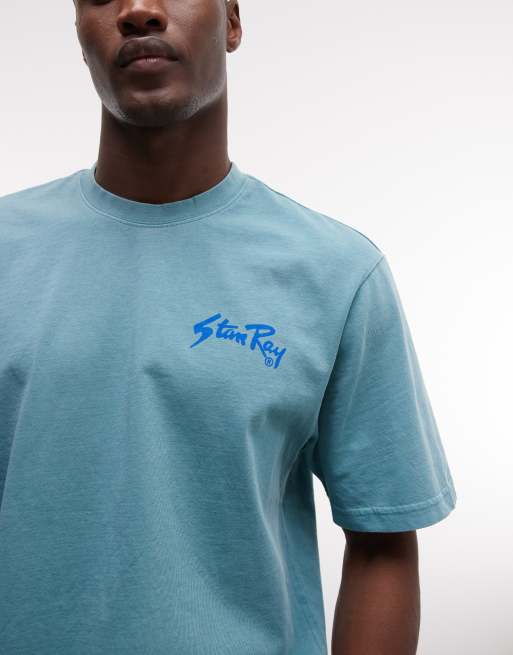 Stan Ray logo short sleeve t-shirt with back print in blue, 3 of 5