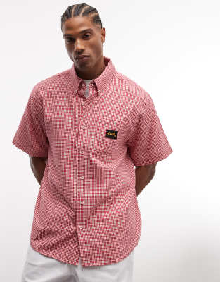 Stan Ray Micro Check Short Sleeve Shirt In Red