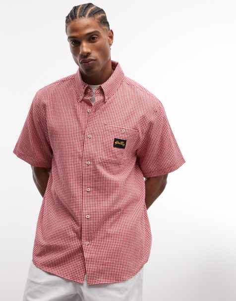 Stan Ray micro check short sleeve shirt in red - view 1