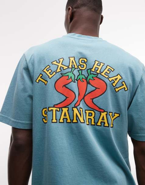 Stan Ray – Niebieski T-shirt z krótkimi rękawami i grafiką z papryczkami chilli na plecach - view 1