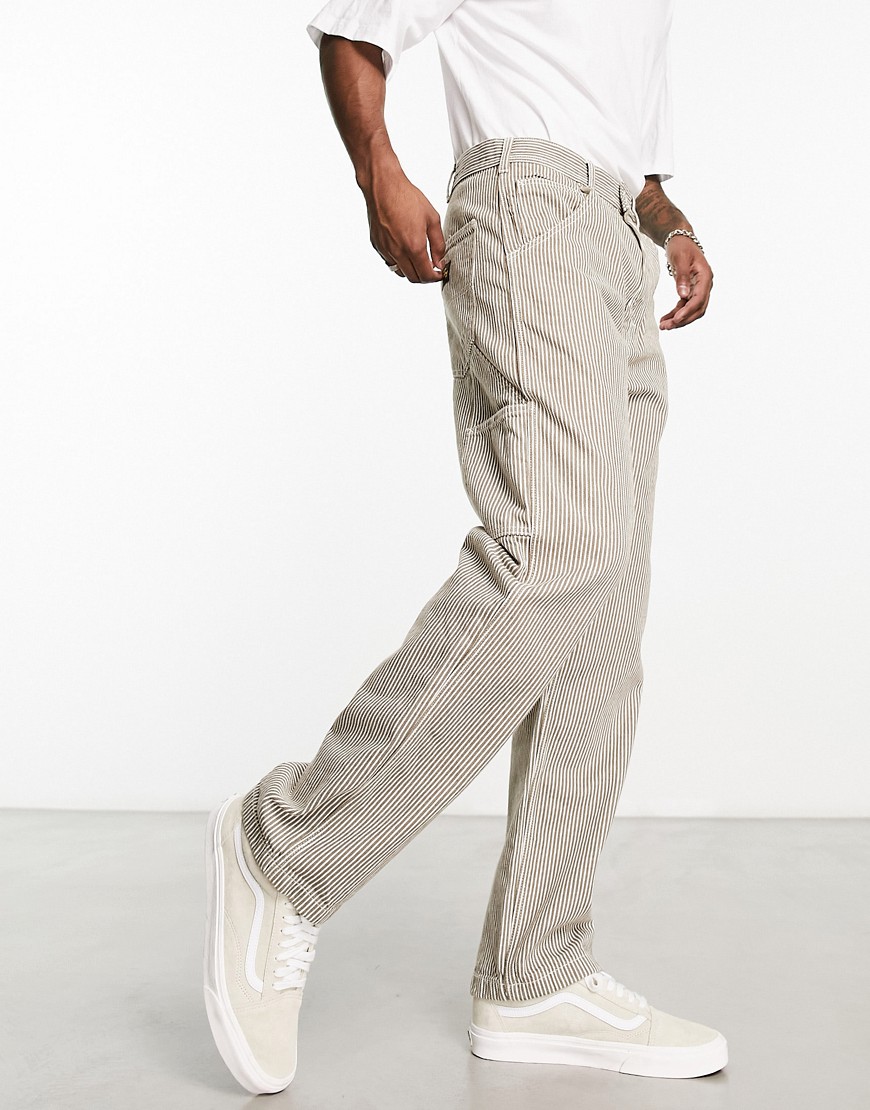 Stan Ray OG painter hickory stripe trousers in brown