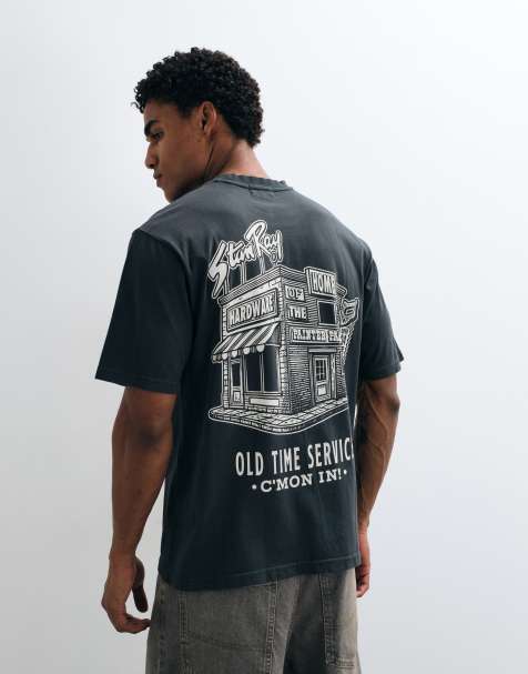 Stan Ray old time service t-shirt in washed black - view 1