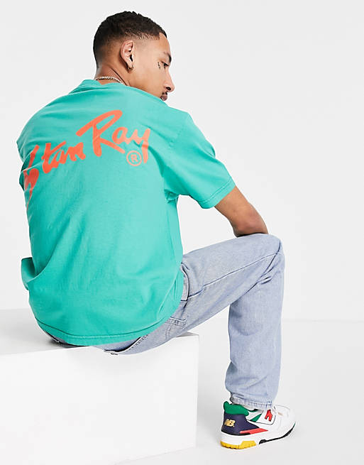 Stan Ray original logo t-shirt with back print in green