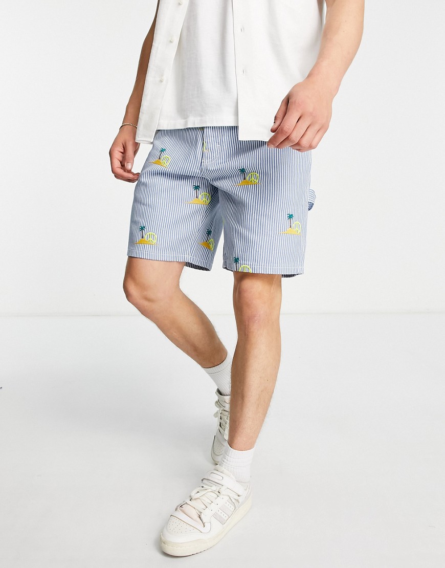 painter shorts hickory with palm embroidery in blue