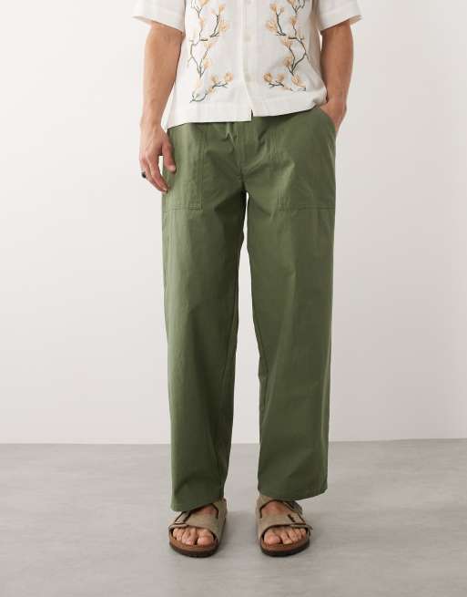 Stan Ray - Pantaloni ampi color kaki con vita elasticizzata, 2 di 9