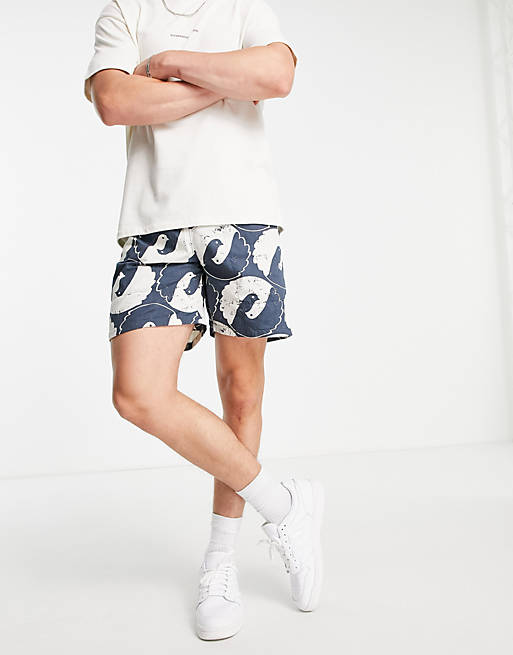 Stan Ray shorts with dove peace print in navy