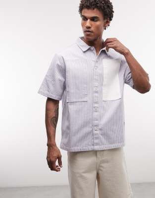 Stan Ray Stripe Short Sleeve Shirt In Blue