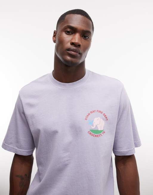Stan Ray - T-shirt à manches courtes avec imprimé graphique éléphant au dos - Violet, 3 de 5