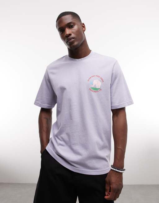 Stan Ray - T-shirt à manches courtes avec imprimé graphique éléphant au dos - Violet, 5 de 5