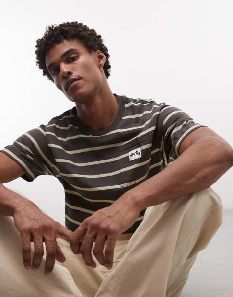 Stan Ray - T-shirt a maniche corte nera e bianca a righe con tasca - view 1