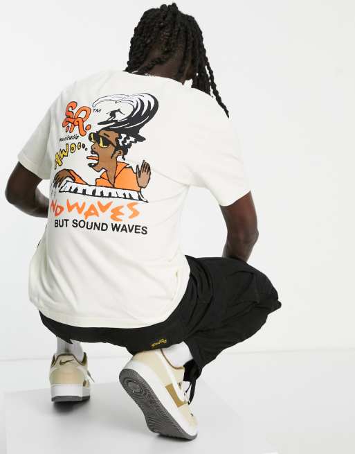 Stan Ray – T-Shirt in Beige mit „Sound of Waves“-Schriftzug