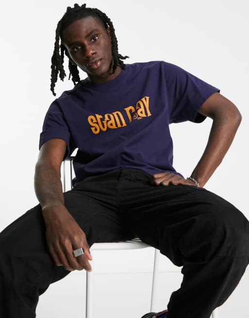 Stan Ray - T-shirt met windscript-logo in marineblauw