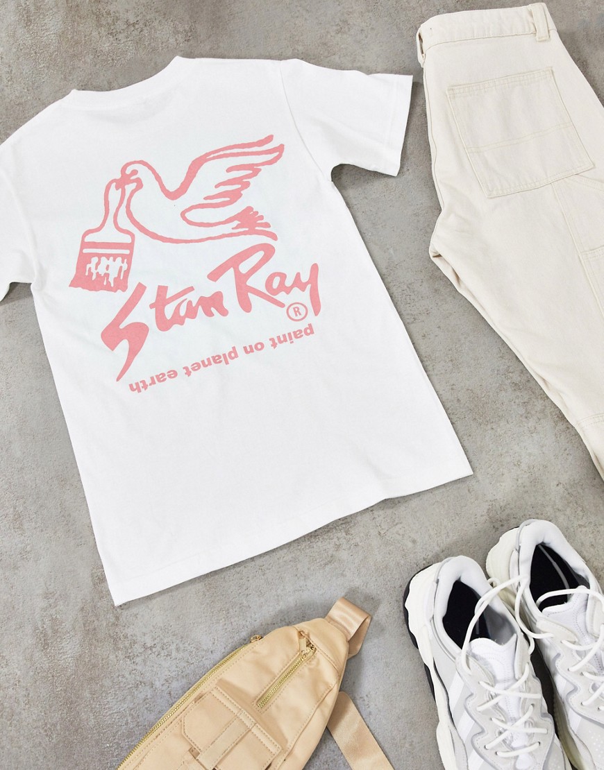 Stan Ray – Vit t-shirt med duvmönster på ryggen