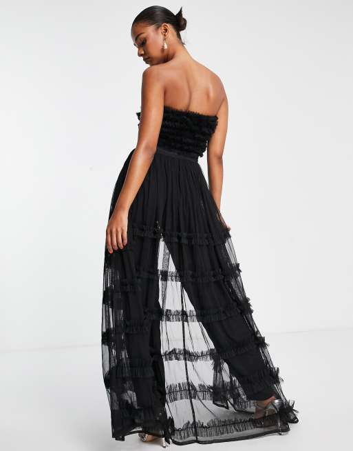 Black ruffle 2025 skirt jumpsuit