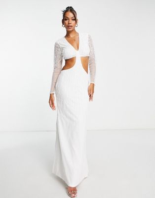 Starlet Bridal embellished cut out maxi dress in ivory sequin