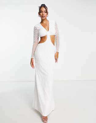 Starlet Bridal embellished cut out maxi dress in ivory sequin