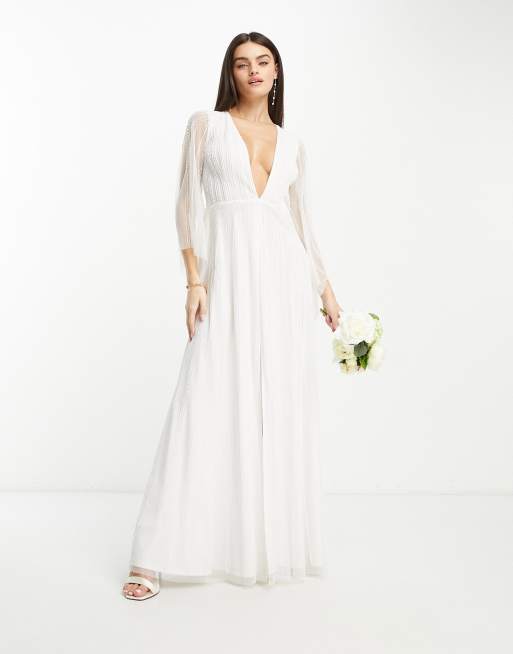 Long sleeve ivory maxi dress sale