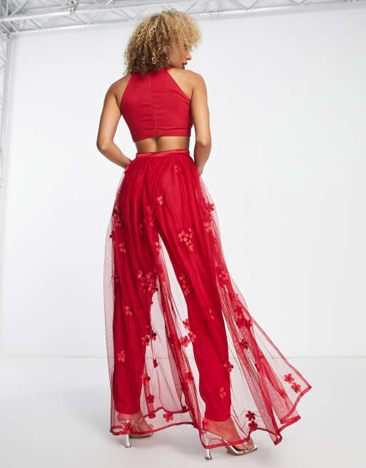 Red store overlay jumpsuit