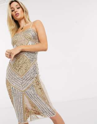 lace trim fringe halter dress