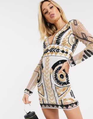 white and gold embellished dress