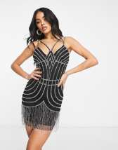 ASOS EDITION paillette fringe sequin cami shift mini dress in