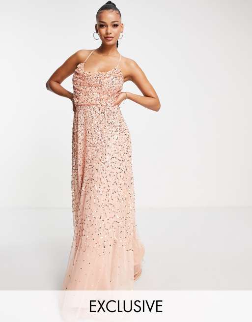 Asos peach bridesmaid clearance dress