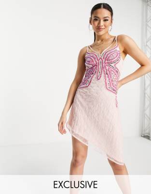 Starlet exclusive embellished sheer overlay dress in pink sequin - ASOS Price Checker