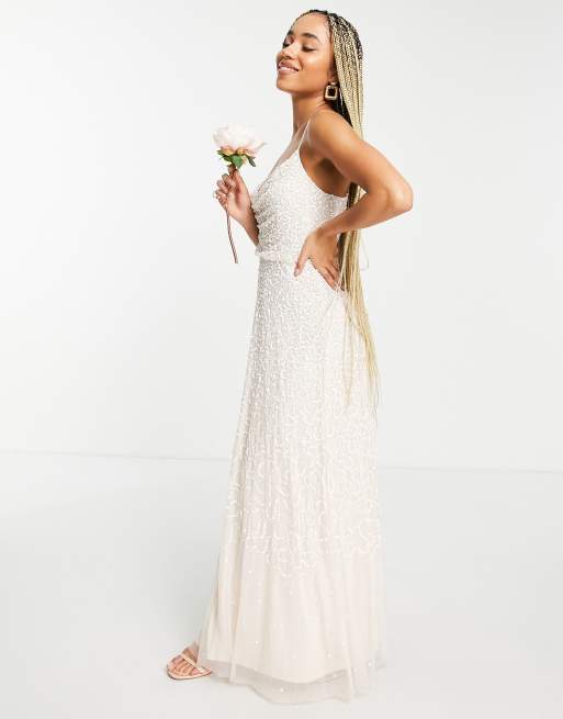 Starlet – För bruden – Midaxiklänning med draperad ringning och utspritt utsmyckad med pärlor och paljetter, 4 av 4