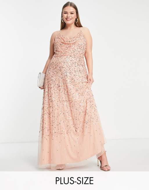 Plus size on sale peach maxi dress