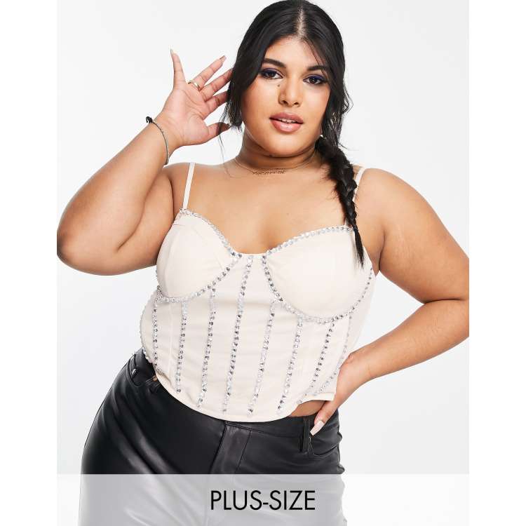 Plus size white bustier 2024 top