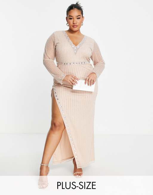 Lady luxe embellished chevron midaxi clearance dress