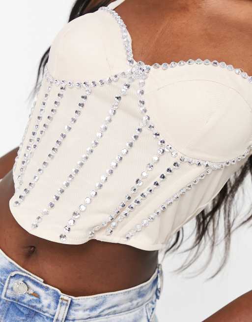 Starlet - Udsmykket korsettop i champagne - Kun hos ASOS, 3 af 4