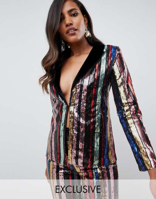 Striped on sale sequin blazer