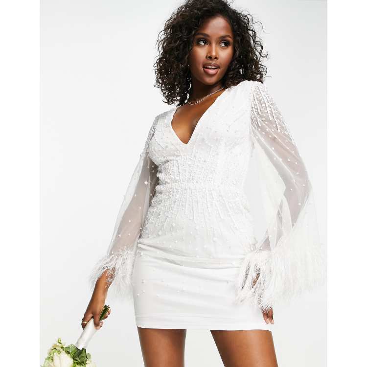6 pezzi kimono da donna corto, vestaglia di nozze, sposa e damigella d'onore, set per la doccia nuziale, vestaglie pronte, Champagne e bianco., taglia unica