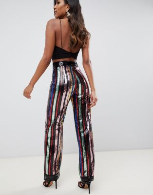 sequin stripe trousers