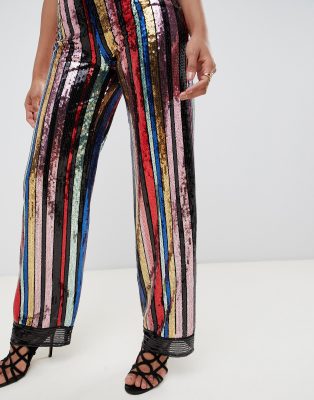 stripe sequin pants