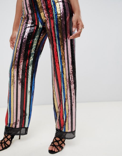 Sequin store striped pants