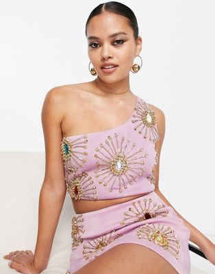 Starry Eyed premium embellished bandeau co ord in lilac