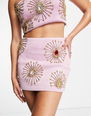 Starry Eyed premium embellished mini skirt co ord in lilac