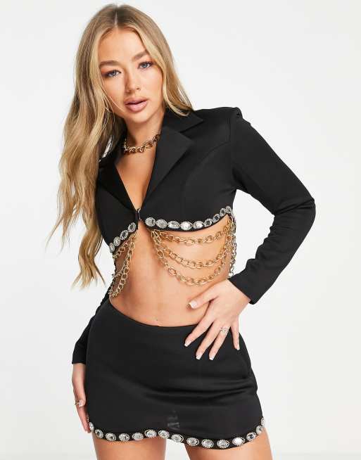 Starry Eyed premium embellished mini skirt in black (part of a set)