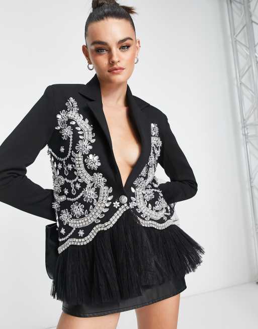 Starry Eyed - Premium - Jurk met versiering en tule langs de zoom in zwart