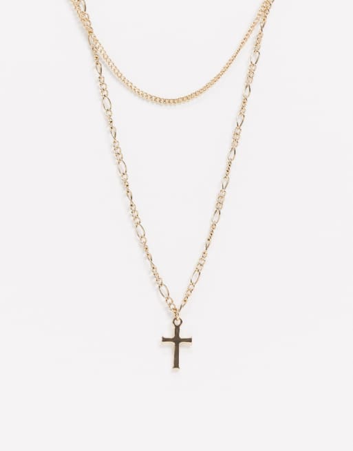 Double chain on sale cross necklace